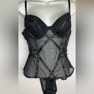 LS SHEER BLK Teddy, L *P1078